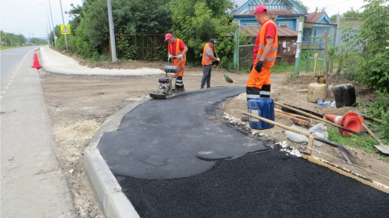 Завершились работы по строительству тротуаров вдоль автомобильной дороги "Атлашево - автомобильная дорога "Волга" - Марпосад"